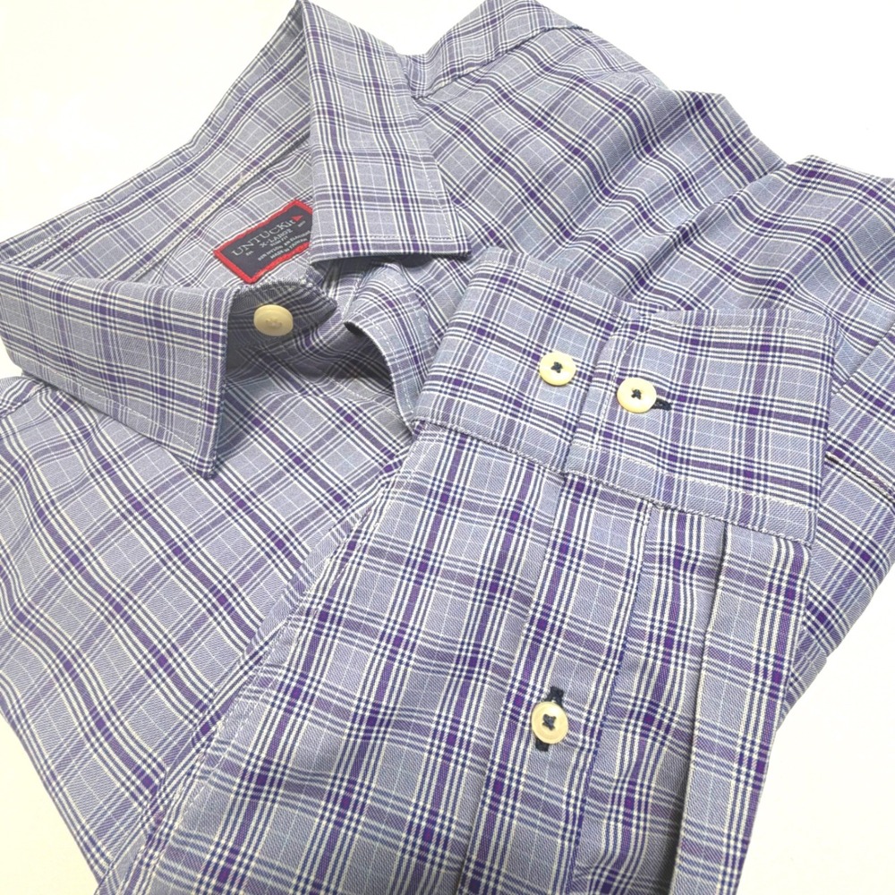 UNTUCKit Narsai Slim Fit XL Blue Plaid‎ Stretch Button Down